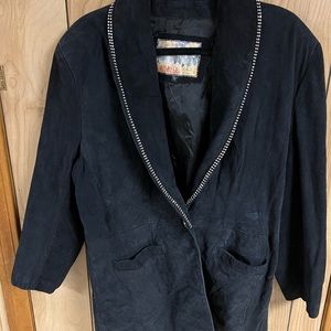 Atlantic Beach Suede Jacket  VTG  Rhinestone Trim Size L Fits 8/10